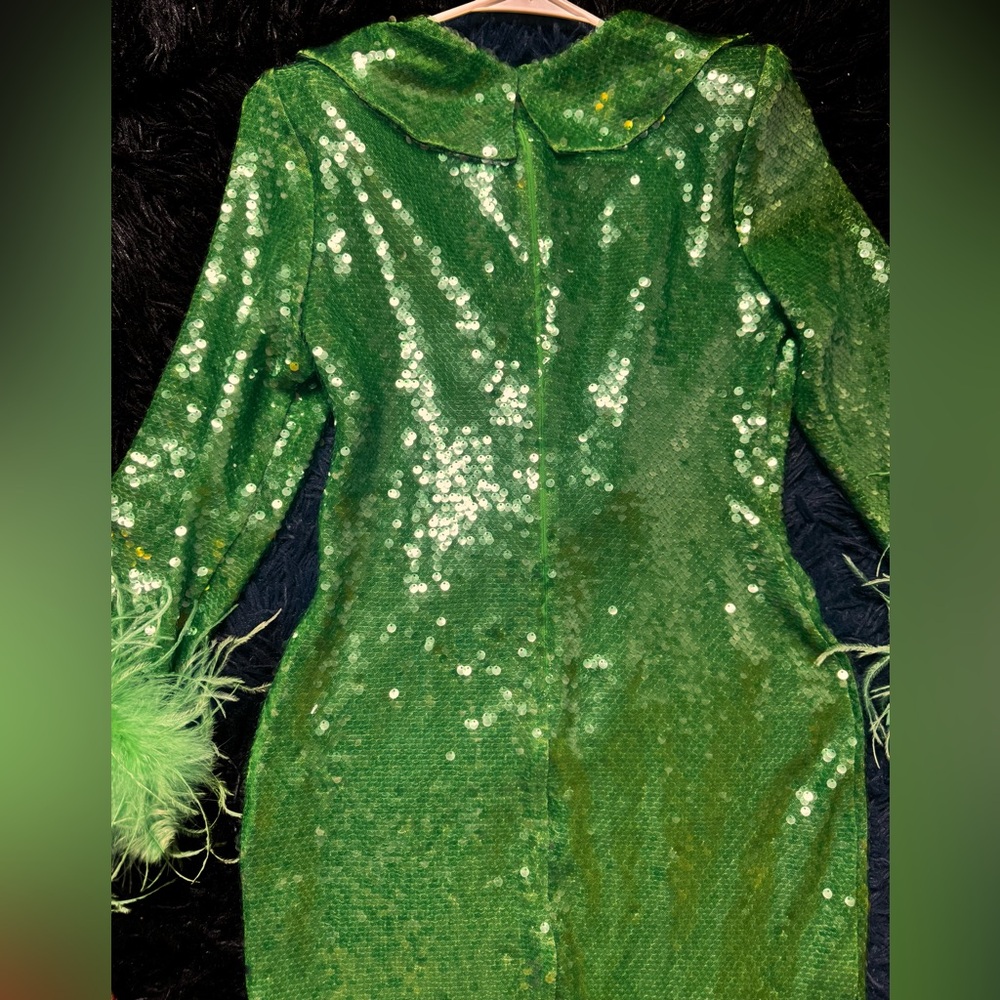NWOT Self-Portrait Feather-Trimmed Sequined Midi Dress. Size  8 - Picture 12 of 16